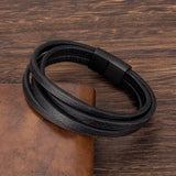 Men's Stainless Steel Leather Punk Bracelet