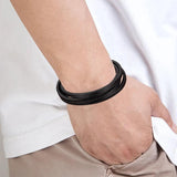 Men's Stainless Steel Leather Punk Bracelet