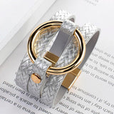 Metal Circle Ring Leather Wrap Bracelets for Women