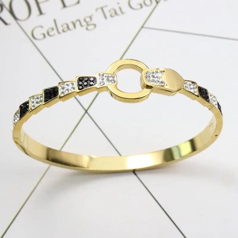 Stainless Steel Snake Crystal Bangle for Women Bracelet Girl Jewelry