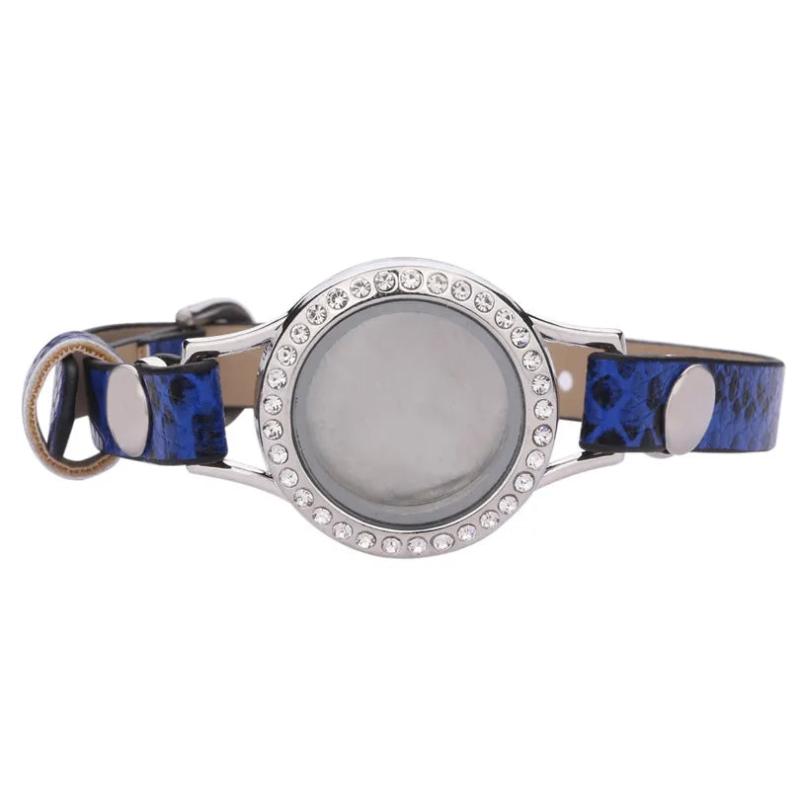 30mm Mix Glass Memory Floating Locket Pendant Wrap Bracelet