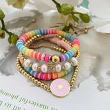 Boho Heishi Pearl Bracelet Heart Charm Pulseras Femme