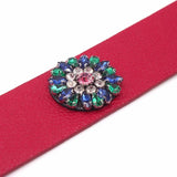 Rhinestone Leather Bracelet Wide Wrap Hand Chain All-Match Jewelry