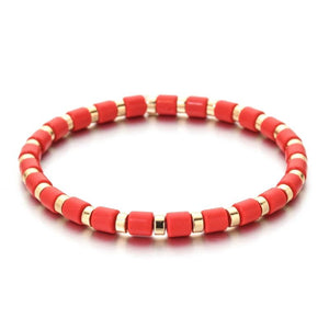 Lapis Lazuli Tube Stone Beads Bracelet Round Ball Charm Women