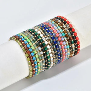 Lapis Lazuli Tube Stone Beads Bracelet Round Ball Charm Women