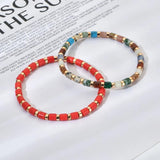 Lapis Lazuli Tube Stone Beads Bracelet Round Ball Charm Women