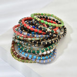 Lapis Lazuli Tube Stone Beads Bracelet Round Ball Charm Women