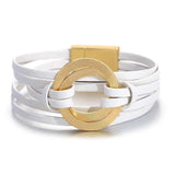Double Circle Leather Bracelet Women Multilayer Wrap Charm Jewelry