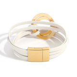 Double Circle Leather Bracelet Women Multilayer Wrap Charm Jewelry