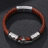 Vintage Braided Leather Men Bracelet with Cross Charms
