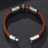 Vintage Braided Leather Men Bracelet with Cross Charms