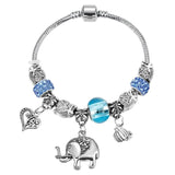 Silver Plated Charms Bracelet with Crystal Beads Pan Bracelet