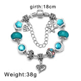 Silver Plated Charms Bracelet with Crystal Beads Pan Bracelet