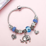 Silver Plated Charms Bracelet with Crystal Beads Pan Bracelet
