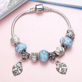 Silver Plated Charms Bracelet with Crystal Beads Pan Bracelet