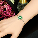 Pera Green Bangle Bracelet Cubic Zirconia Women Party Jewelry