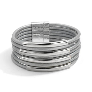 Bohemian Thick Leather Bracelet for Women Bars Charm Wrap Bangle