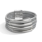 Bohemian Thick Leather Bracelet for Women Bars Charm Wrap Bangle