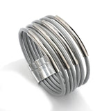 Bohemian Thick Leather Bracelet for Women Bars Charm Wrap Bangle