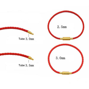 Stainless Steel Tube Clasp Bracelet Men's Leather Braided Rope Bracelet