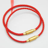 Stainless Steel Tube Clasp Bracelet Men's Leather Braided Rope Bracelet