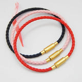 Stainless Steel Tube Clasp Bracelet Men's Leather Braided Rope Bracelet