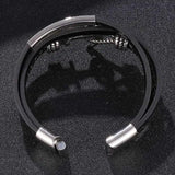 Men's Multilayer Leather Bracelet with Stainless Steel Anchor Clasp