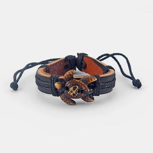 Tortoise Sea Surfer Charm Turtle Leather Bracelet