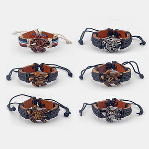 Tortoise Sea Surfer Charm Turtle Leather Bracelet