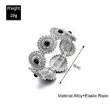 Ethnic Acrylic Stone Flower Bracelet Vintage Silver Elastic Jewelry