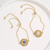 Rainbow Evil Eye Charm Bracelet Micro Paved CZ Copper Chain Adjustable