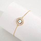 Rainbow Evil Eye Charm Bracelet Micro Paved CZ Copper Chain Adjustable