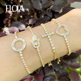 Heart Cross Bracelet with Cubic Zirconia Crystals