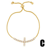 Heart Cross Bracelet with Cubic Zirconia Crystals