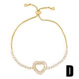 Heart Cross Bracelet with Cubic Zirconia Crystals