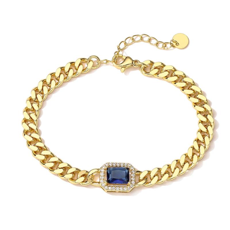 5 Colors Square Crystal Charm Bracelets For Women Copper Wedding Jewelry