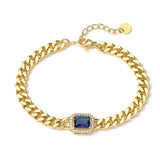 5 Colors Square Crystal Charm Bracelets For Women Copper Wedding Jewelry