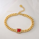 5 Colors Square Crystal Charm Bracelets For Women Copper Wedding Jewelry