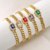 5 Colors Square Crystal Charm Bracelets For Women Copper Wedding Jewelry