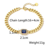 5 Colors Square Crystal Charm Bracelets For Women Copper Wedding Jewelry