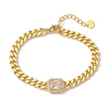 5 Colors Square Crystal Charm Bracelets For Women Copper Wedding Jewelry
