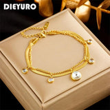 Elegant 2-Layer Zircon Charm Bracelet - Women's Crystal Wrist Chain