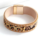 Boho Leopard Bracelet Leather Snake Bangle Unisex Cuff