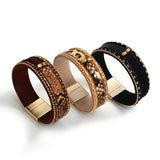Boho Leopard Bracelet Leather Snake Bangle Unisex Cuff