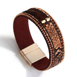 Boho Leopard Bracelet Leather Snake Bangle Unisex Cuff