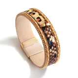 Boho Leopard Bracelet Leather Snake Bangle Unisex Cuff