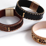 Boho Leopard Bracelet Leather Snake Bangle Unisex Cuff