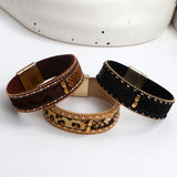 Boho Leopard Bracelet Leather Snake Bangle Unisex Cuff