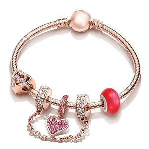 Love Charm Bracelet With Heart Beads for Women