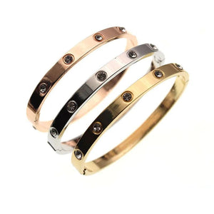 Stainless Steel Cuff Bracelet & Bangle for Women CZ Crystal Love Charm Bracelet
